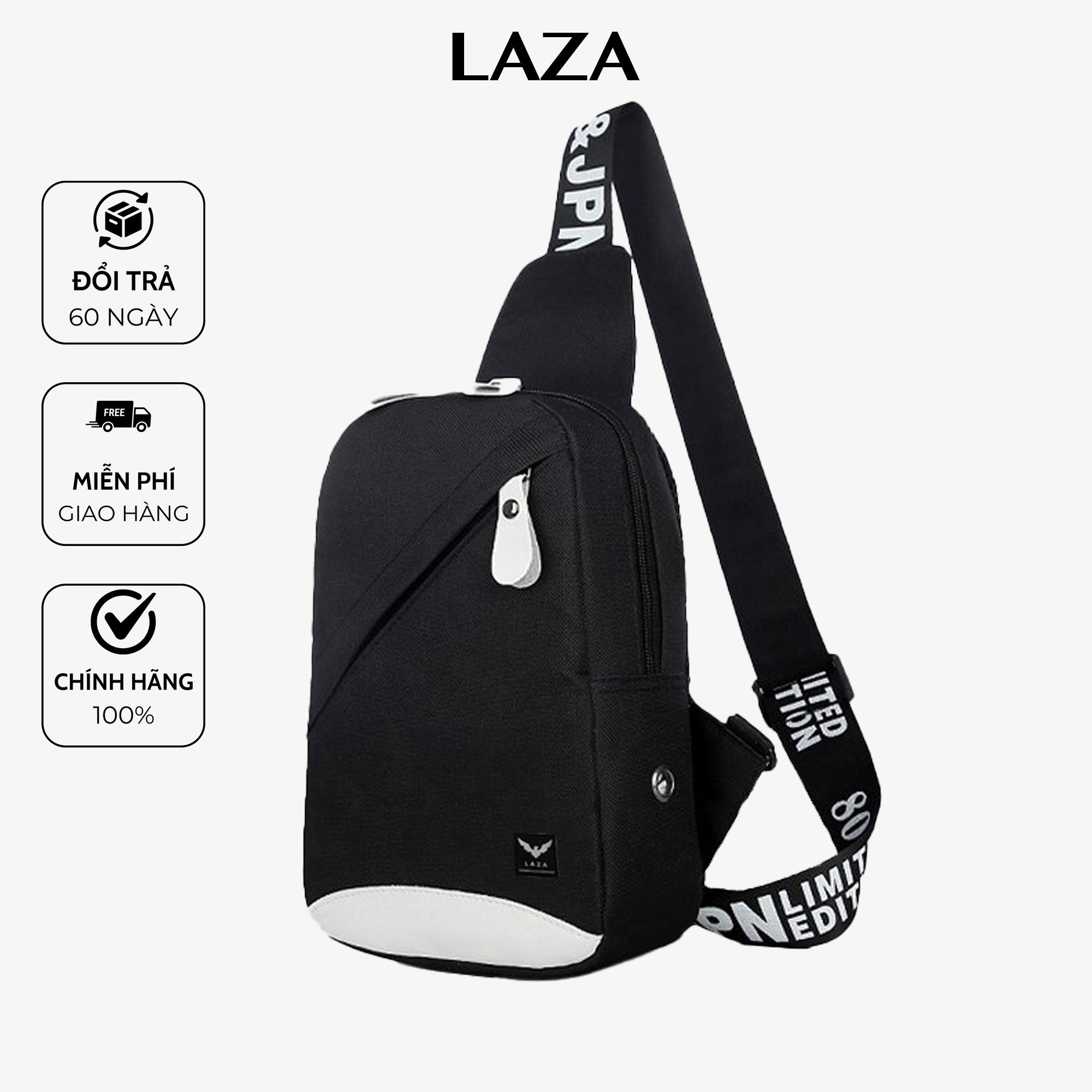 Túi Đeo Chéo Hàn Quốc LAZA TX349 (ĐEN) kiểu dáng phong cách, độ bền cao, dễ phối đồ, đựng được nhiều đồ - Chính Hãng Phân Phối