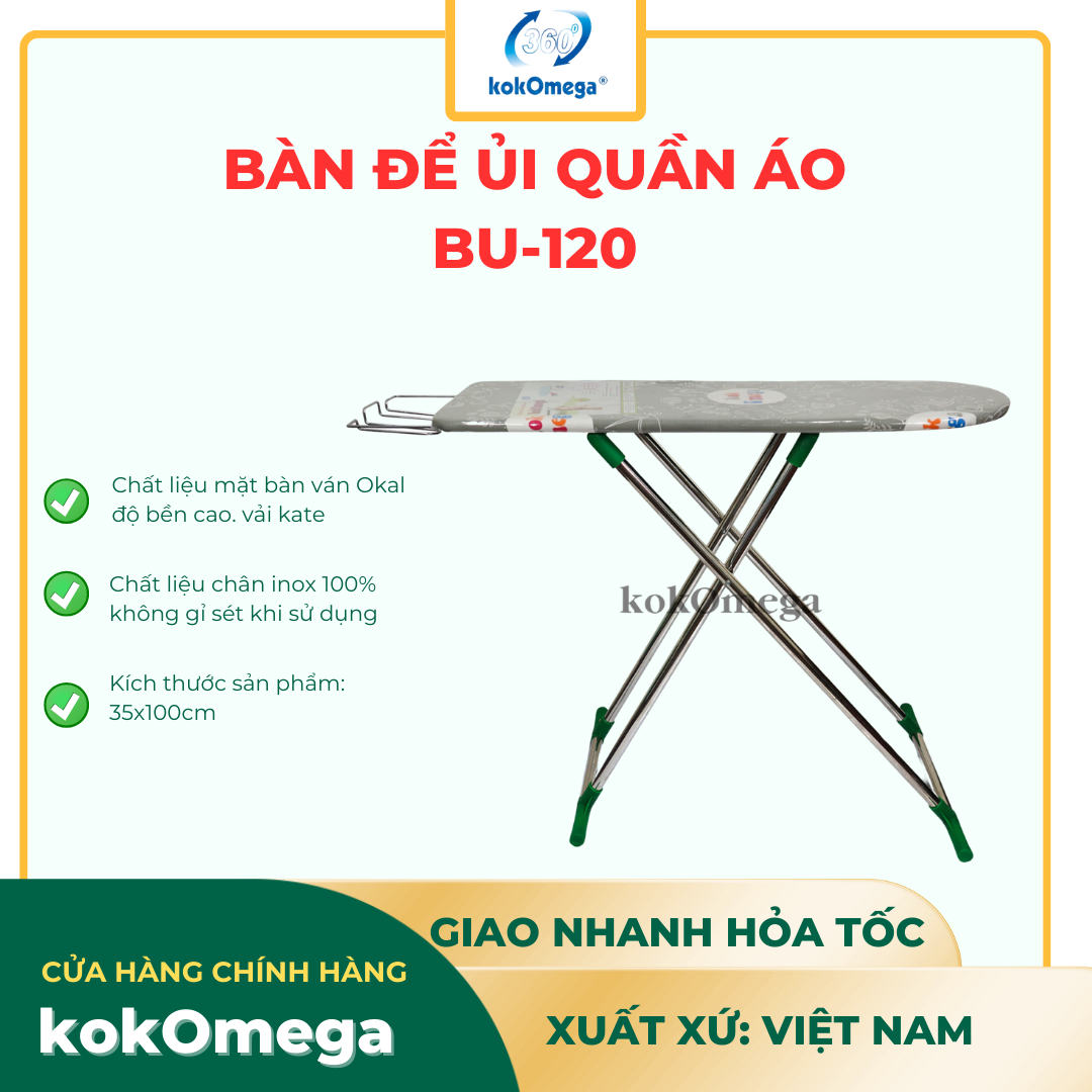 Bàn Để Ủi kokOmega Chân Đứng 35x100 Cm - (OMBU-120)