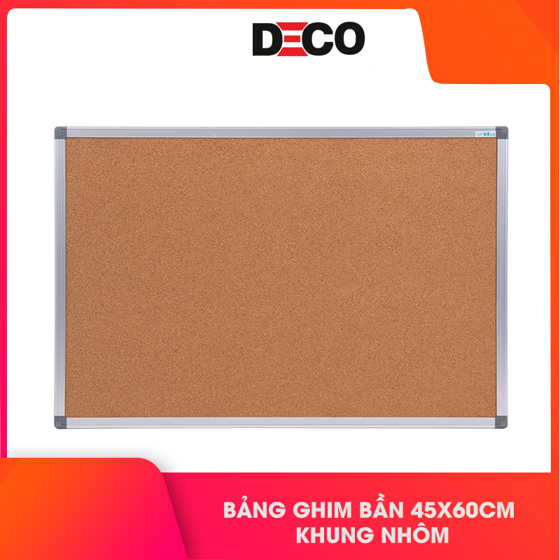 Bảng Ghim Bần 45x60cm Khung Nhôm, Ghim ảnh, thông tin. ghi chú. Bảng ghim màu vàng bằng gỗ đảm bảo thẩm mỹ