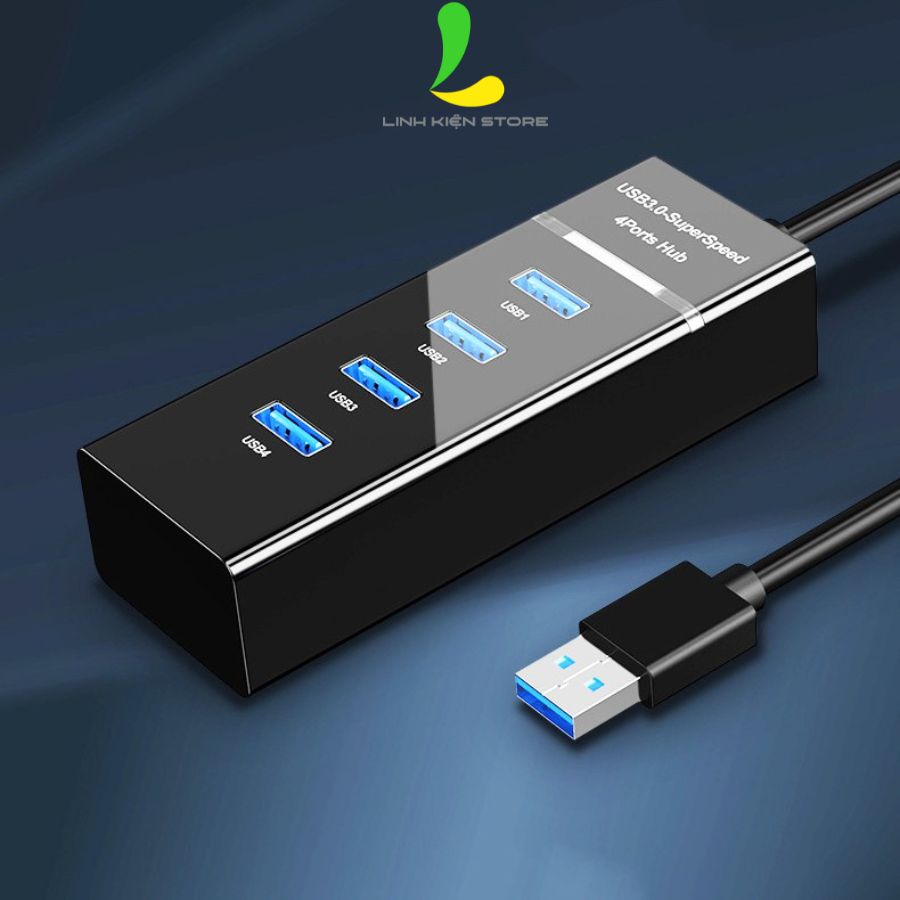 Bộ chia USB 4 cổng USB 3.0 - Hub USB tốc độ cao có đèn led hỗ trợ máy tính PC