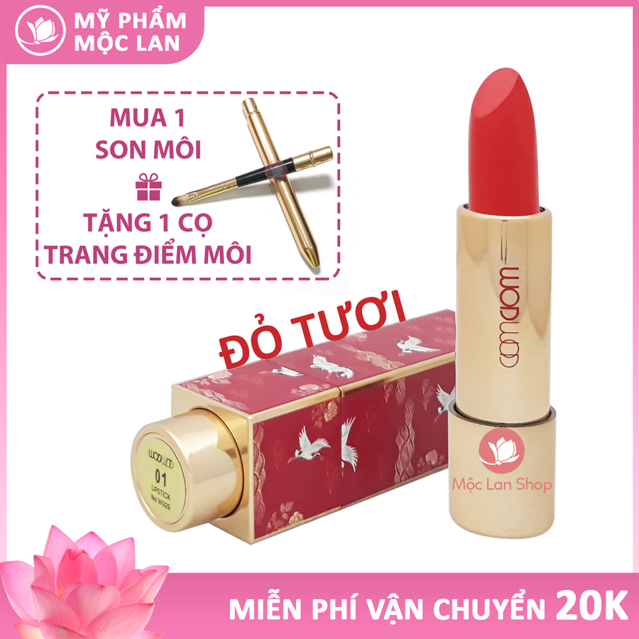Son dưỡng môi bền màu, mịn môi, lên tone chuẩn - Son Wodwod màu Đỏ Tươi 01 - Mỹ Phẩm Mộc Lan