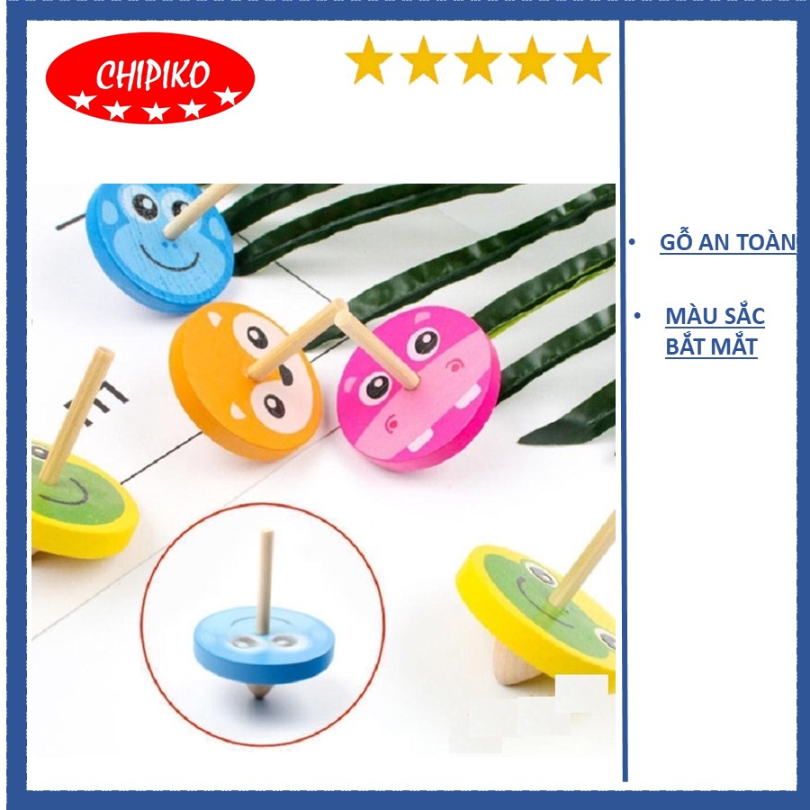 Con quay mini bằng gỗ cho bé - Đồ chơi con cù quay bằng gỗ mẫu hoạt hình