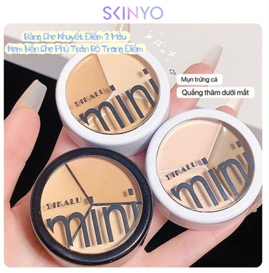 Bảng che khuyết điểm 3 màu kem nền che phủ toàn bộ trang điểm tự nhiên mờ chống nước sxy586