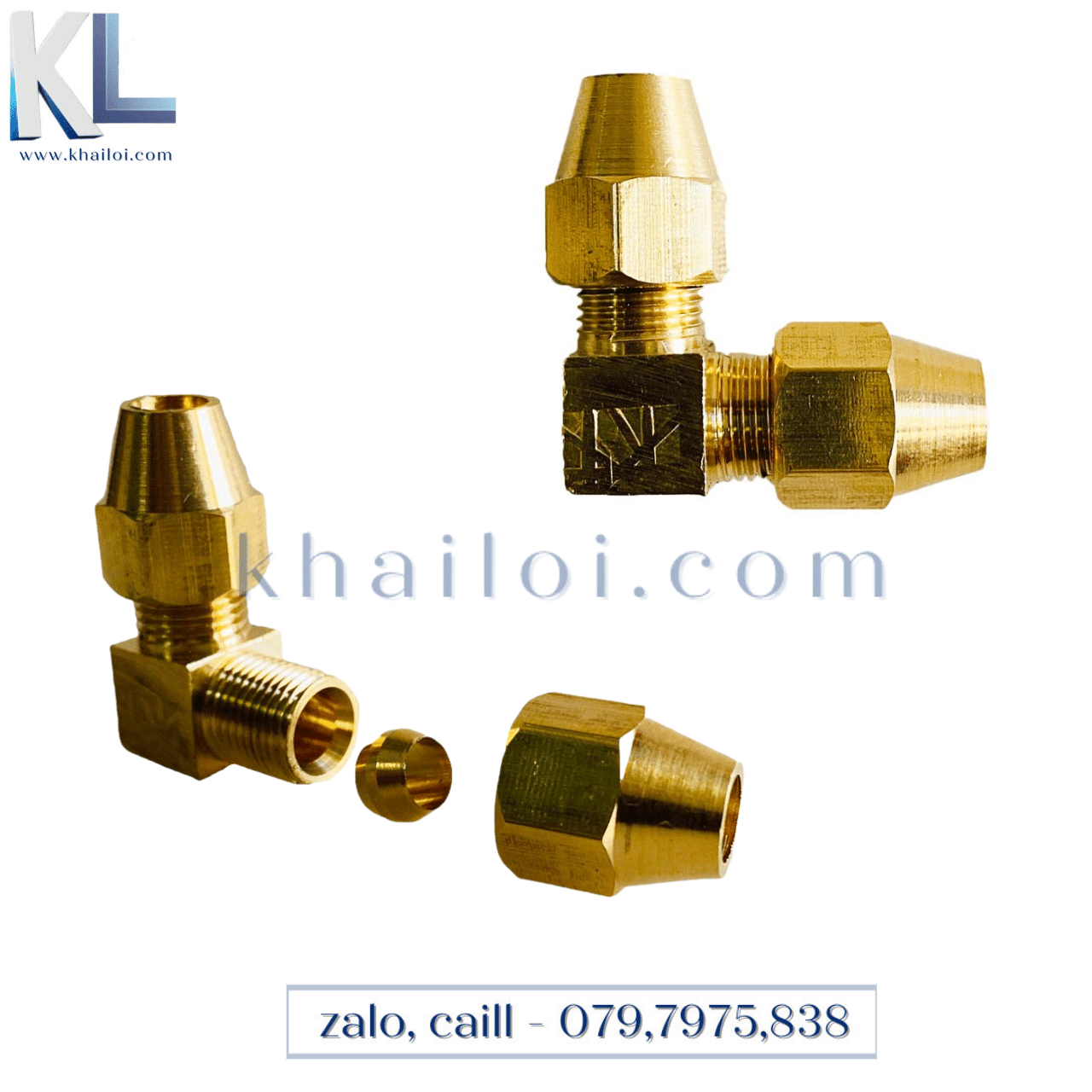 Co nối Ren ngoài 2 đầu siết hạt bắp thau - Co nối hai đầu hạt bắp thau