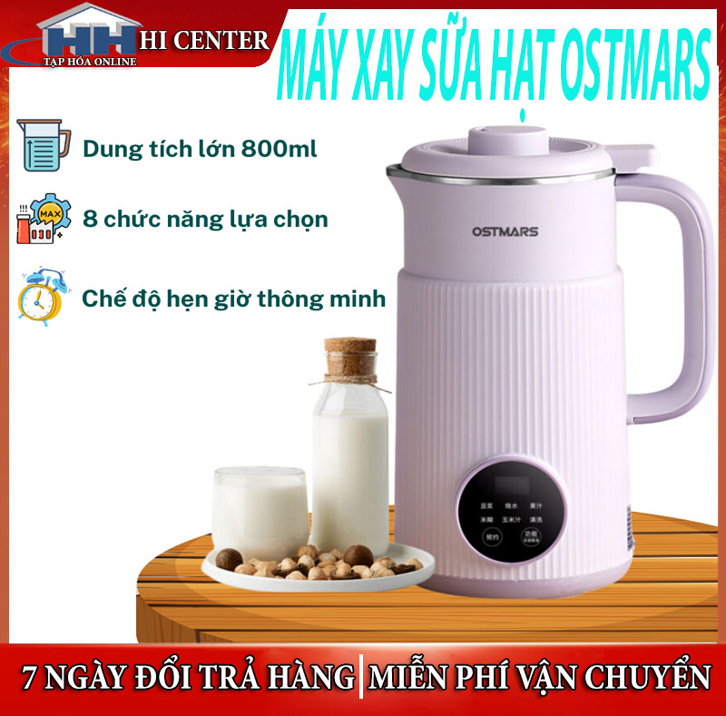  Máy xay sữa hạt đa năng cao cấp OSTMARS máy nấu sữa hạt đa năng máy xay sinh tố máy nấu sữa hạt máy làm sữa hạt mini công suất 600W dung tích 800ml chế độ hẹn giờ thông minh 