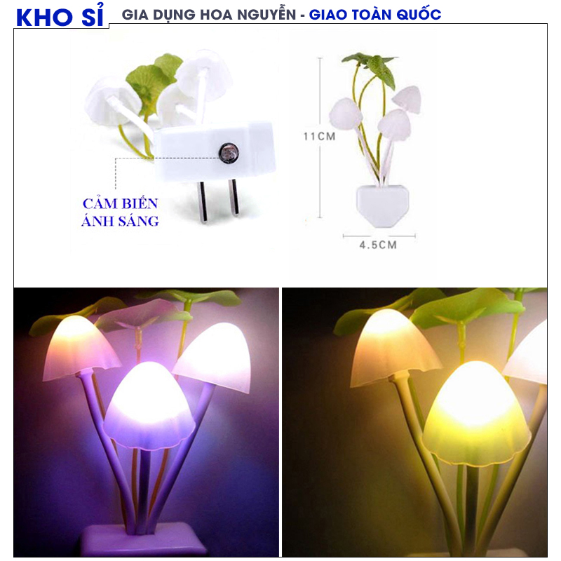 Đèn ngủ led cảm biến ánh sáng hình nấm