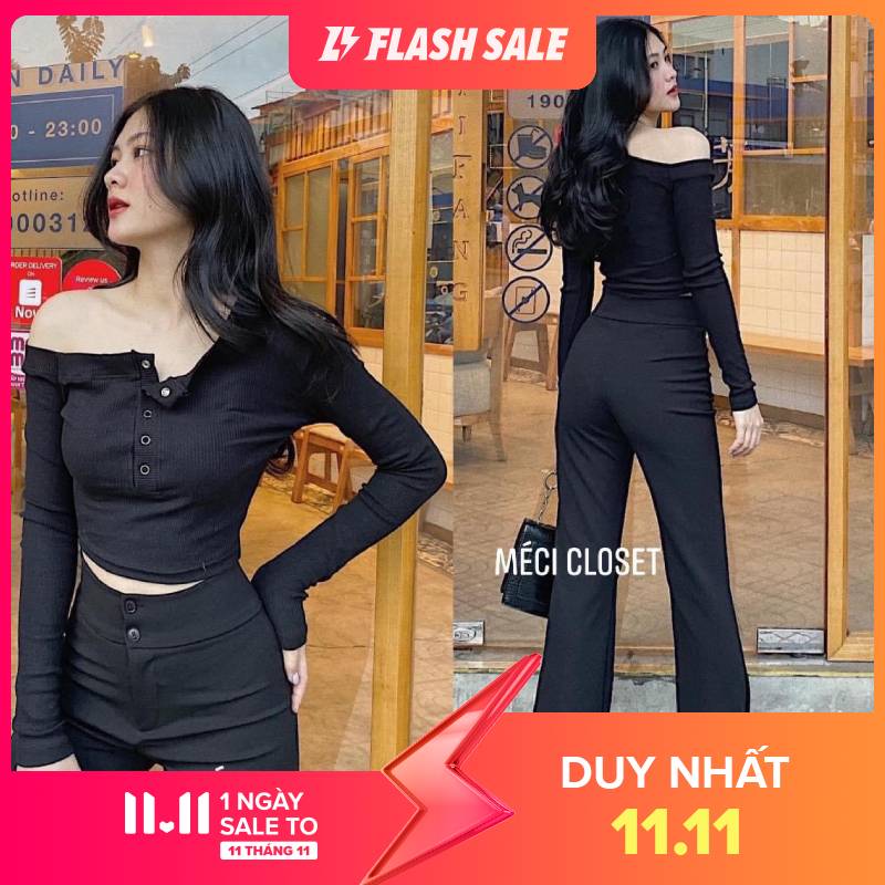 [Yến Trần] Quần Culottes Ống Loe Cạp Cao 8cm 2 Cúc dài 100cm Hàng chuẩn bán Shop