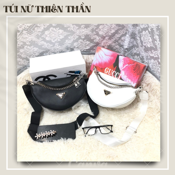 Túi đeo chéo nữ, đeo ngực pr da mềm phối xích đeo vai, đeo chéo hot trend tt 505