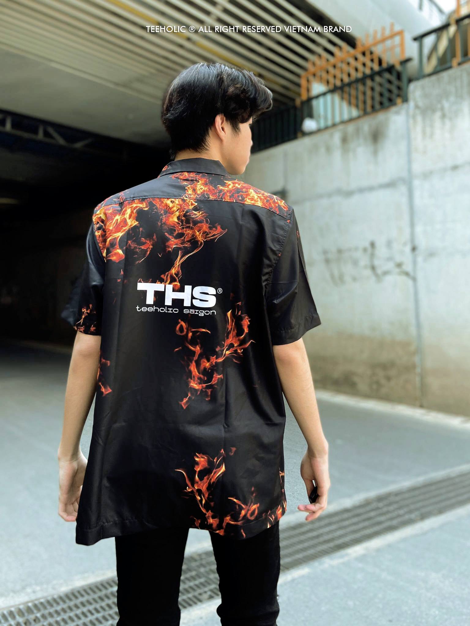 TEEHOLIC Áo Sơ Mi Unisex In Hình Lửa THS