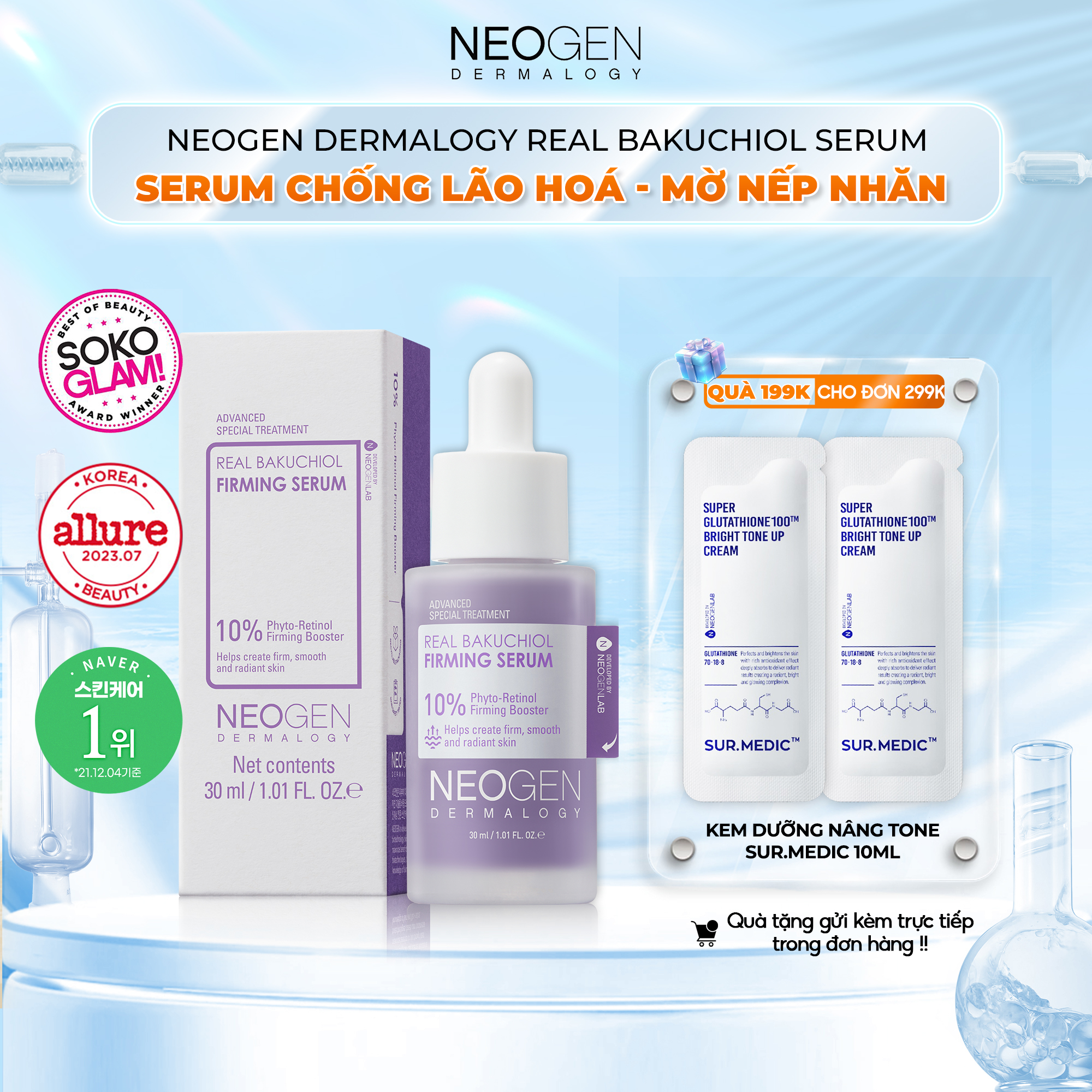 Serum 10% Bakuchiol Sinh Học Chống Lão Hoá Mờ Nếp Nhăn Real Bakuchiol Firming Serum Neogen Dermalogy 30ml