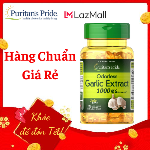 Sales 80% - tăng miễn dịch, giảm mỡ máu, giảm cân, sáng da Puritan's Pride Odorless Garlic 1000mg 100 viên.