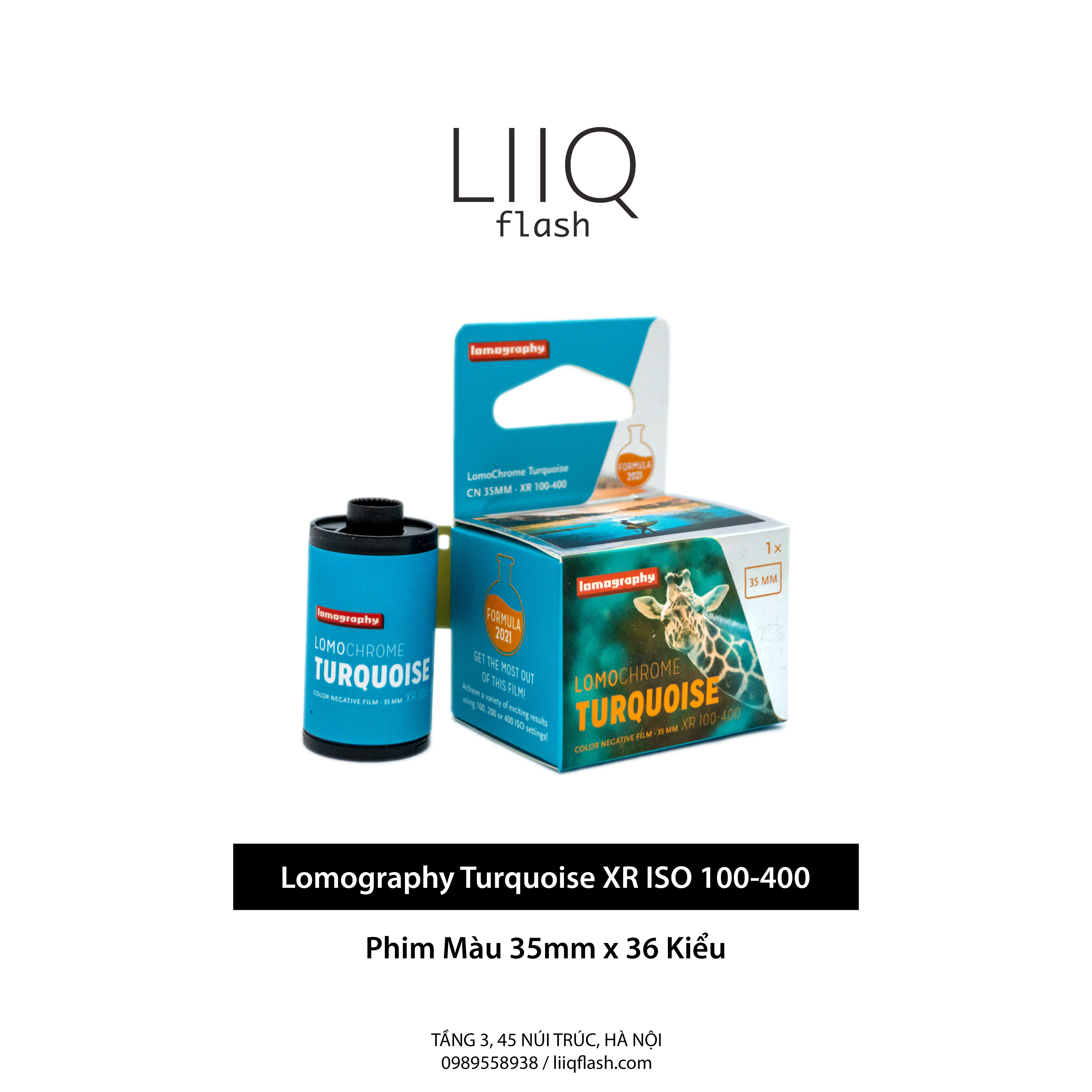 Phim lomography turquoise xr iso 100-400, màu color, 135/35mm x 36 kiểu, in date cho máy chụp ảnh film - liiq flash