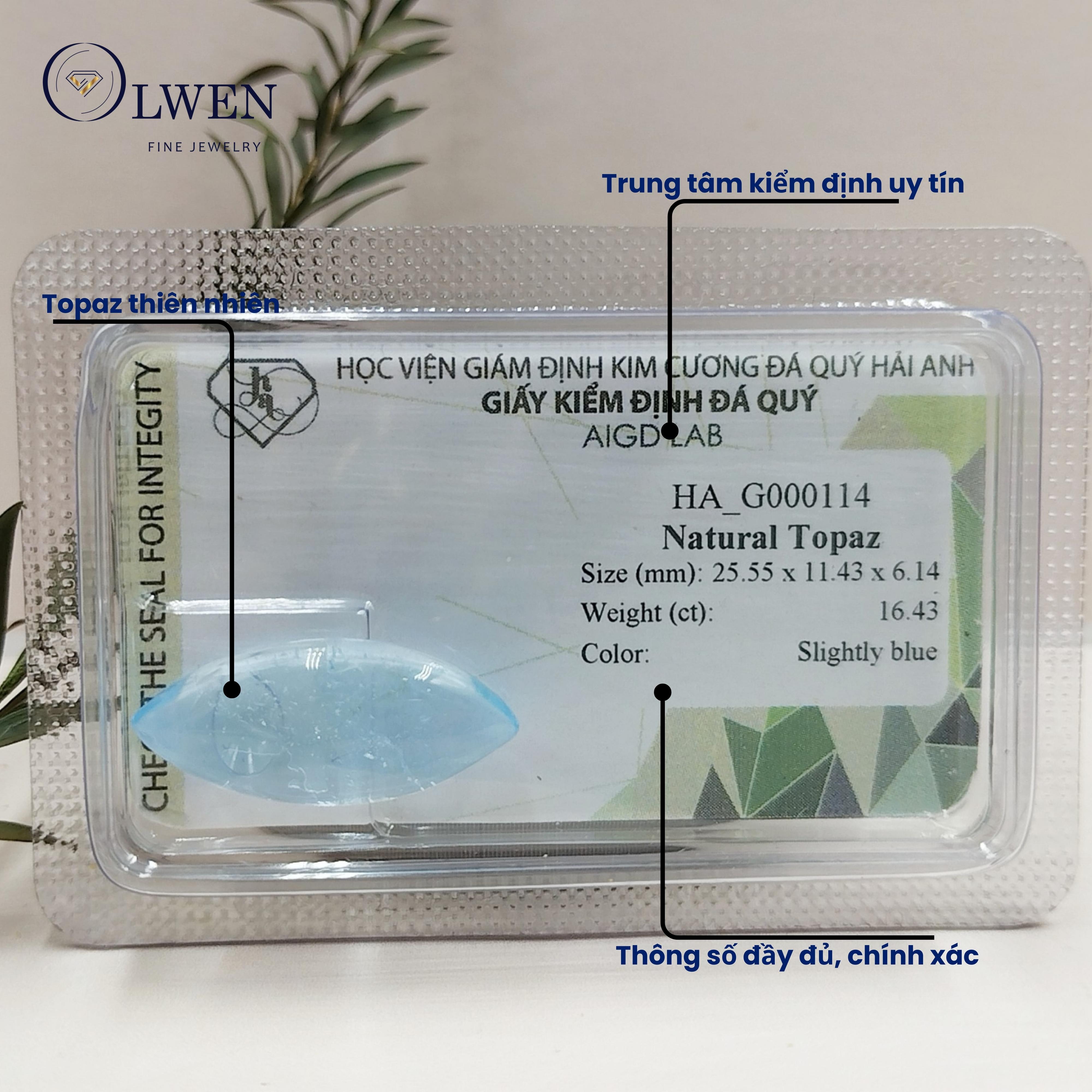 Đá Topaz Tự Nhiên 16.43ct Olwen HA-G000114