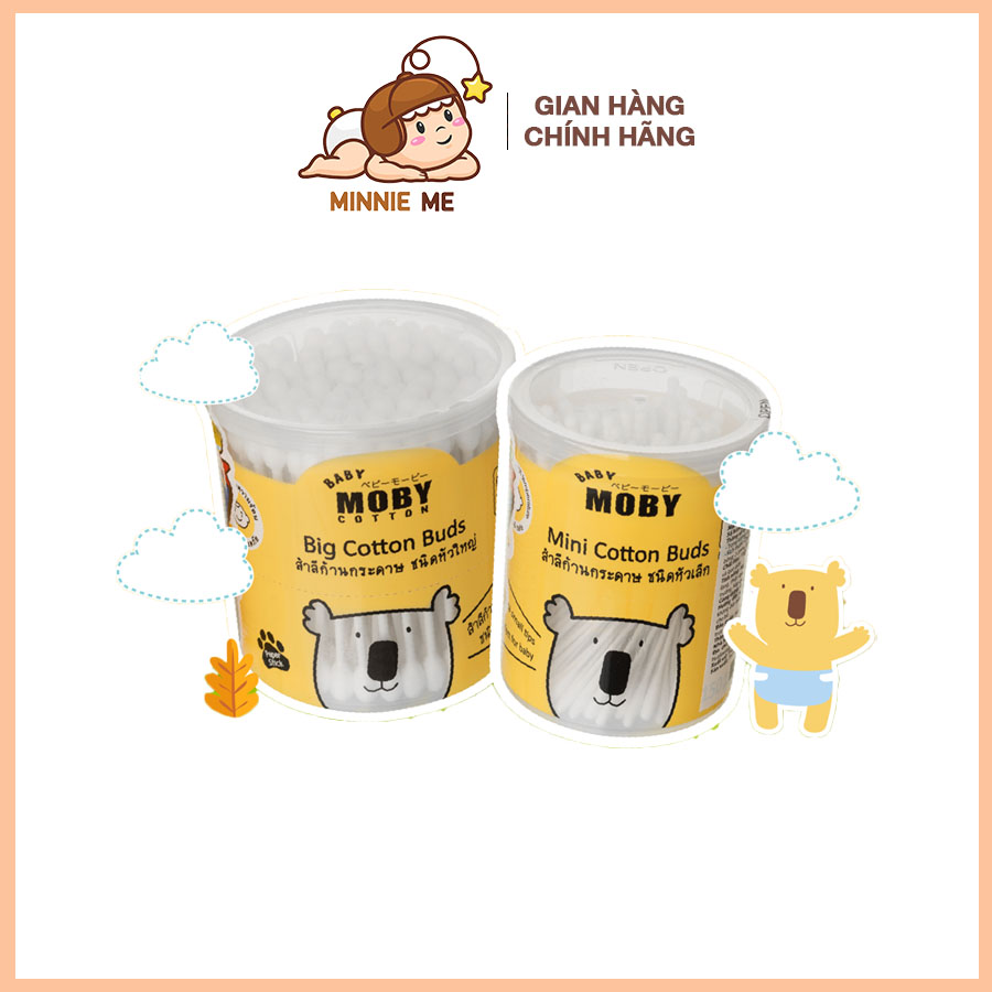 Tăm bông cỡ nhỏ Moby Baby Thái Lan (150 que/hộp)