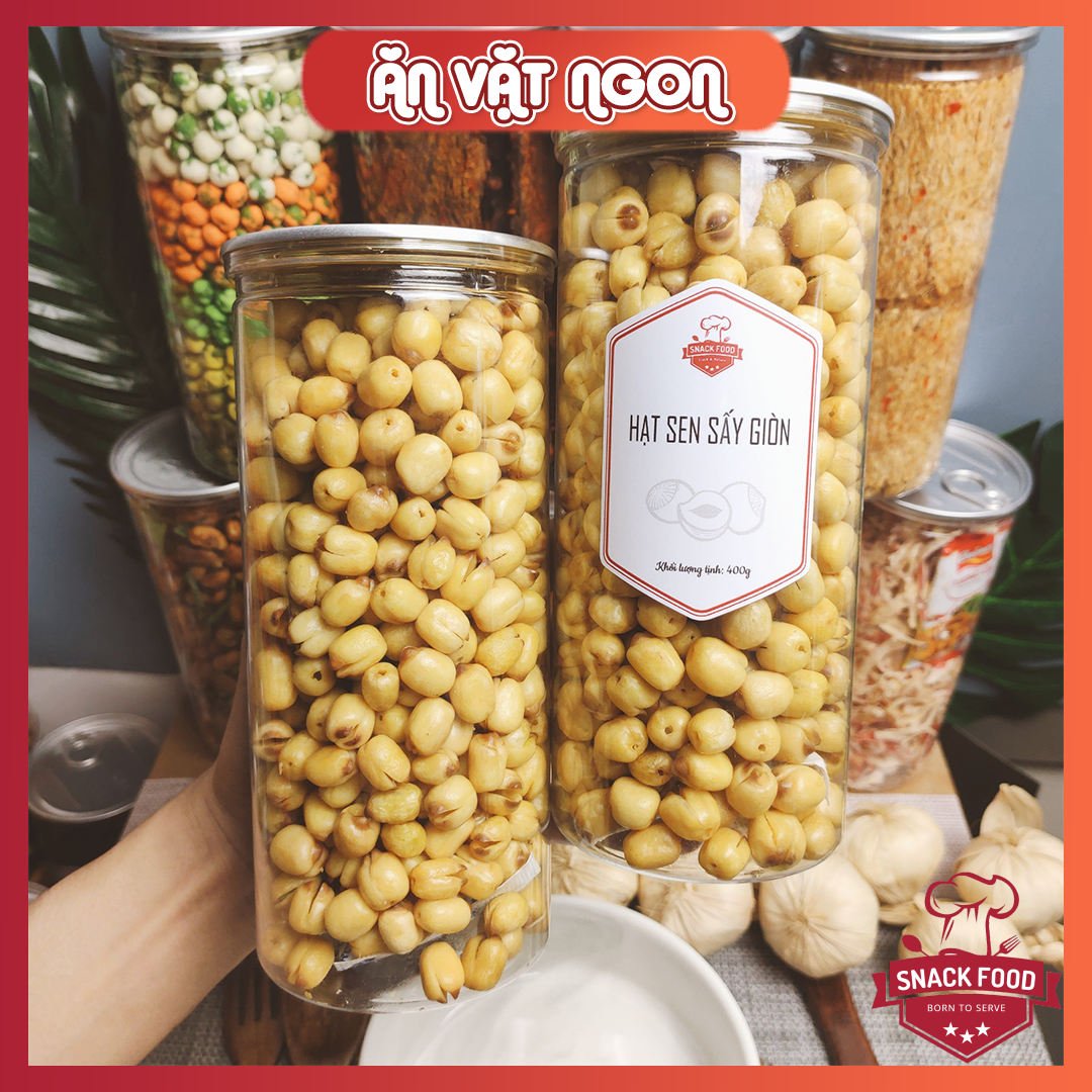 400gr hạt sen sấy đồng tháp khô giòn ăn liền, không đường, snack food