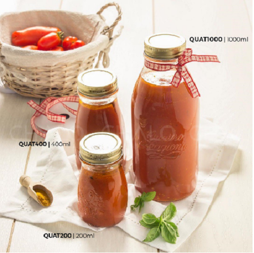 MADE IN ITALIA - CHAI THUỶ TINH ĐỰNG SỮA, CHAI ĐỰNG NƯỚC ÉP QUATTRO STAGIONI 200ML-400ML-1000ML