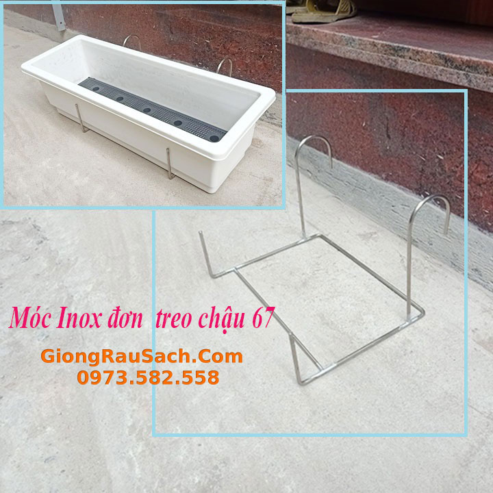 4 Móc Treo Chậu Trồng Cây Inox Thành Ban công hàng rào- không Chậu