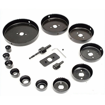 Bộ cắt gỗ hình tròn - Mui khoan khoet lo tron loại tốt, gồm 13 lưỡi khoét từ 19-127mm