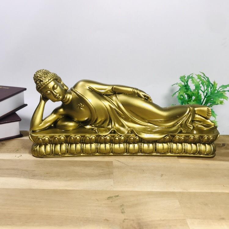 Tượng Đức Phật Thích Ca nhập Niết Bàn sơn đồng ngang 24cm