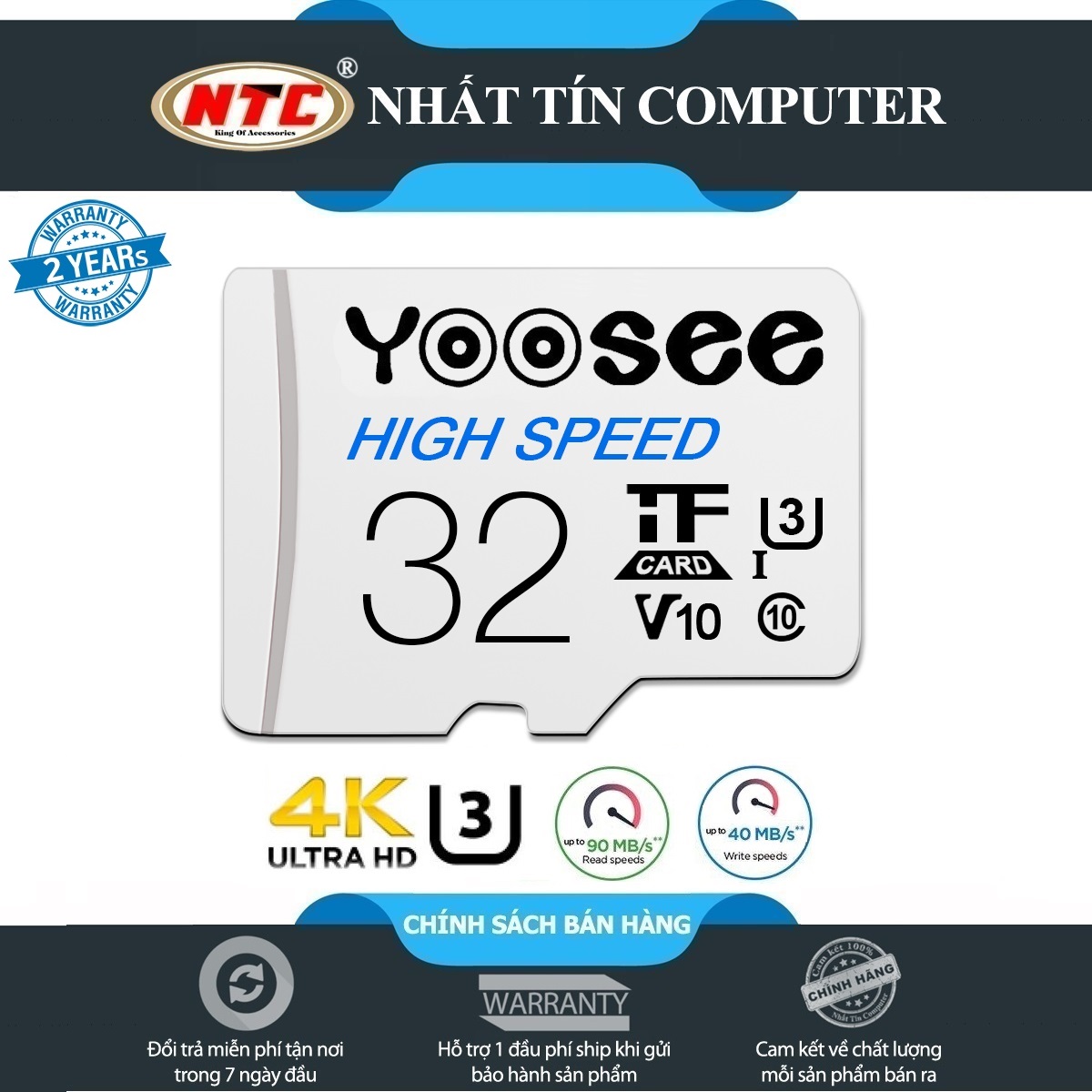 Thẻ nhớ MicroSDHC Yoosee High Speed 32GB UHS-I U3 4K R90MB/s W40MB/s (Trắng) - Nhất Tín Computer