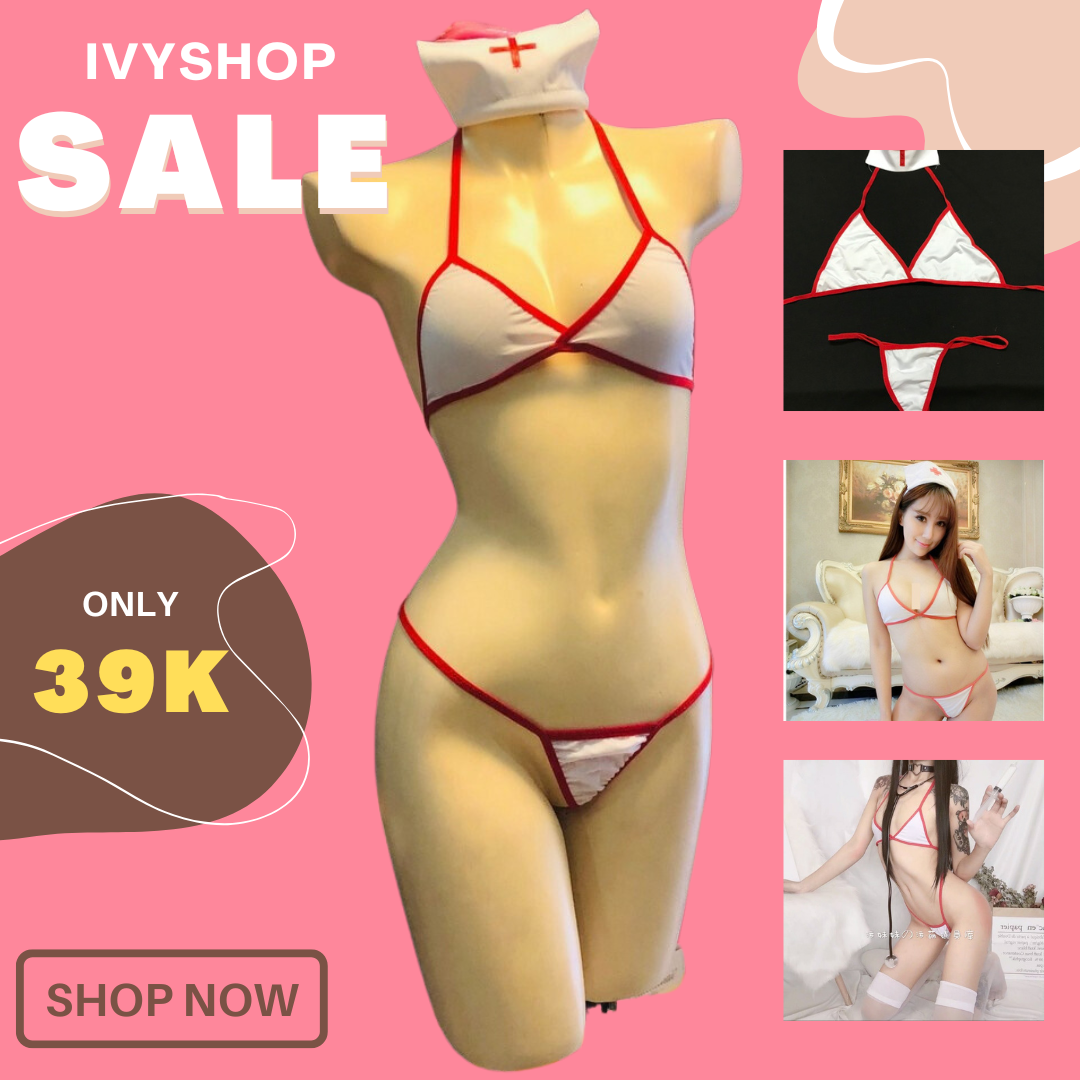 Bộ Đồ Lót Lọt Khe Sexy Cosplay Y Tá - Set Bikini Y Tá Gồm Áo + Quần Lót T + Cài Tóc - Bi y tá - Ivys