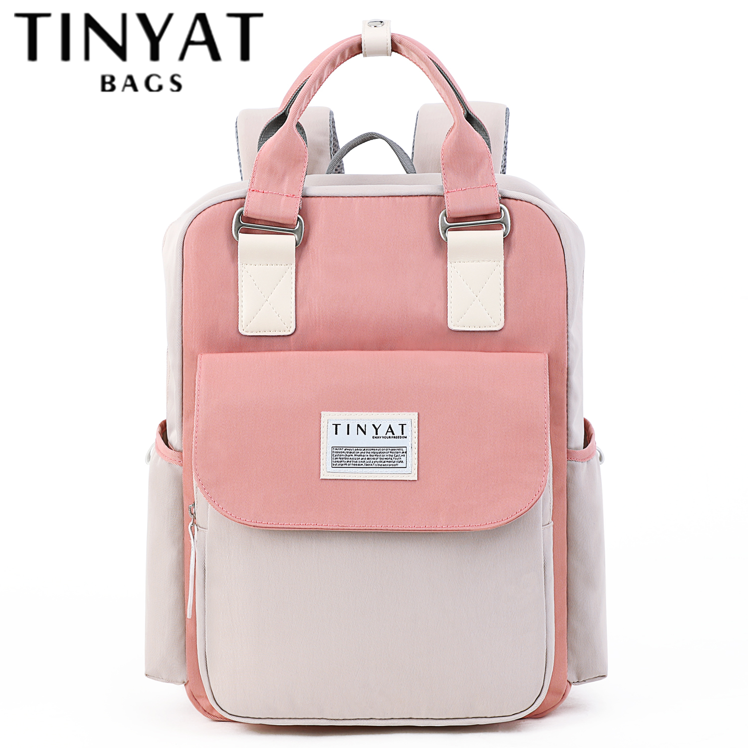 TINYAT cặp học sinh Balo thời trang thời trang nữ phong cách Hàn Quốc đi học laptop nam(Có túi đựng nước 2 bên)