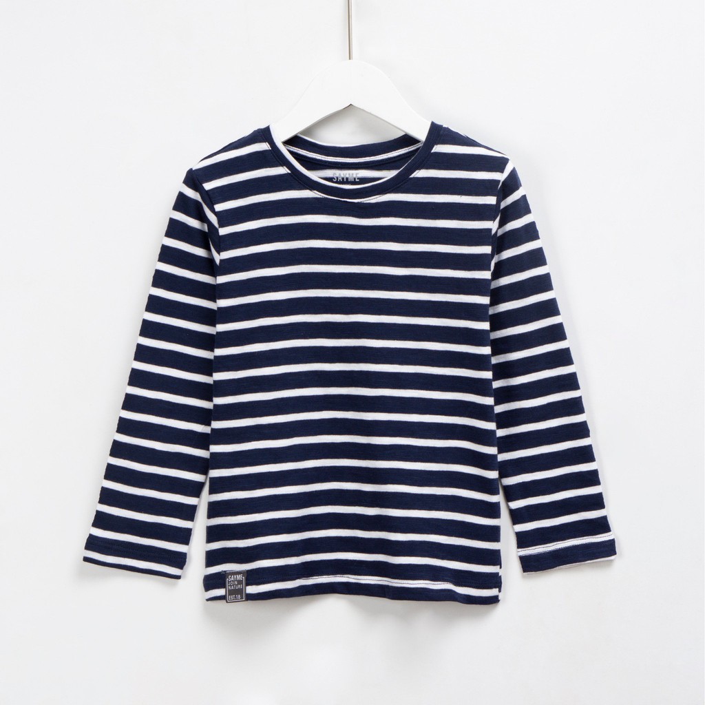 Áo phông nam sayme áo thun cotton dài tay kẻ ngang basic mcts0015