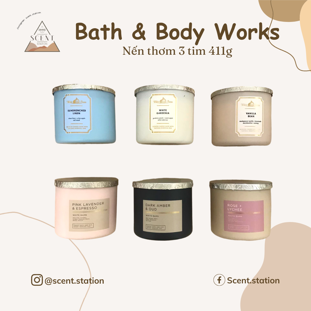 Nến thơm 3 bấc bath & body works 411g