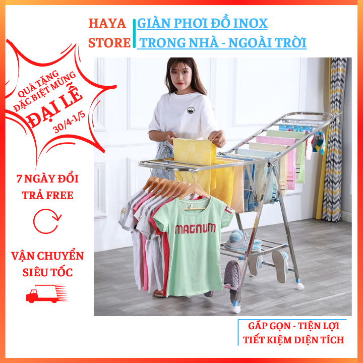Giàn Phơi Quần Áo Thông Minh A-Clothes, Giá Phơi Quần Áo Đa Năng Inox Có Thể Gấp Gọn, Giá Phơi Đồ Trong Nhà, Ngoài Trời, Ban Công