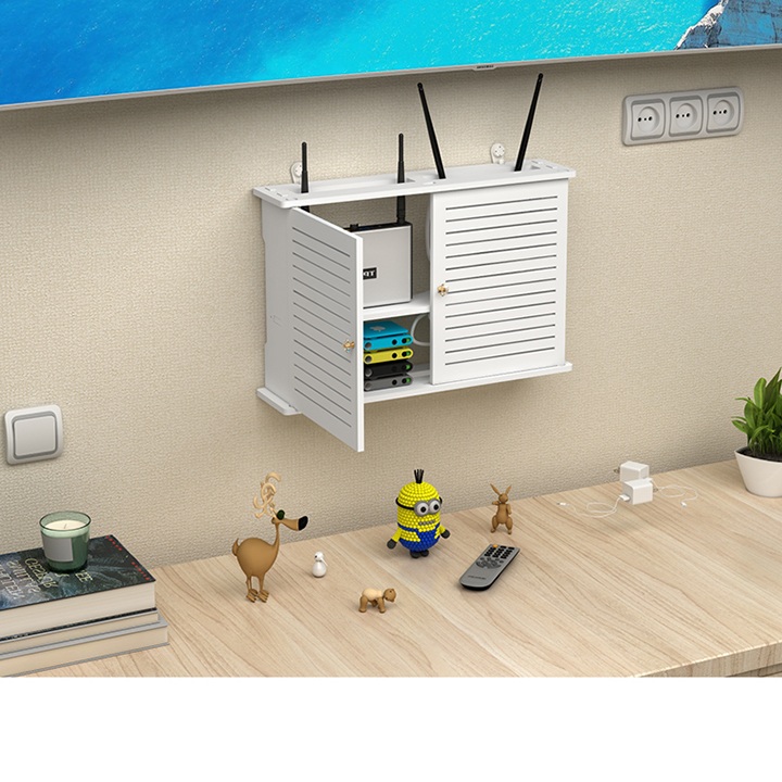 Video Kệ wifi treo tường-hộp đựng wifi treo tường thông minh, hộp wifi dán tường