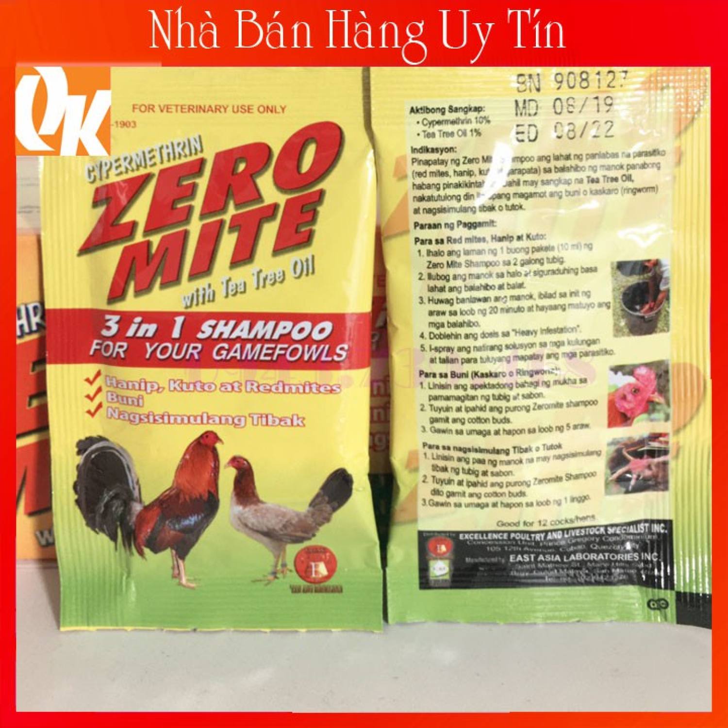 Xà bông tắm gà zero mite giúp lông bóng mượt cho gà đá