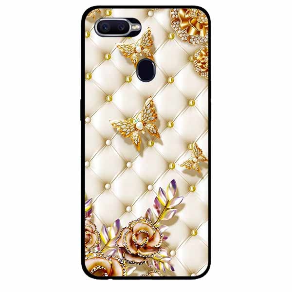 [HCM]Ốp Cường Lực Dẻo Đen Dành Cho Oppo F9 - Realme 2 Pro Mẫu Bướm Vàng Giả Da