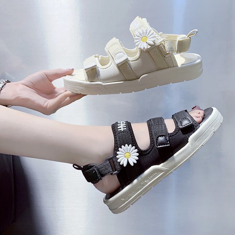 Sandal nữ bán chạy 2020 3 quai Bông cúc kiểu dáng hàn quốc hot trend