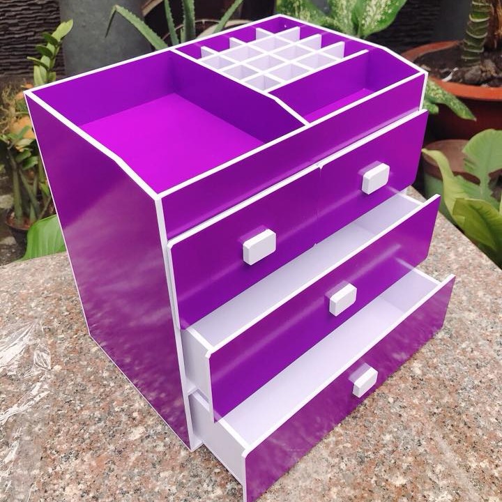 Kệ đựng mỹ phẩm đựng trang điểm 4 tầng violet