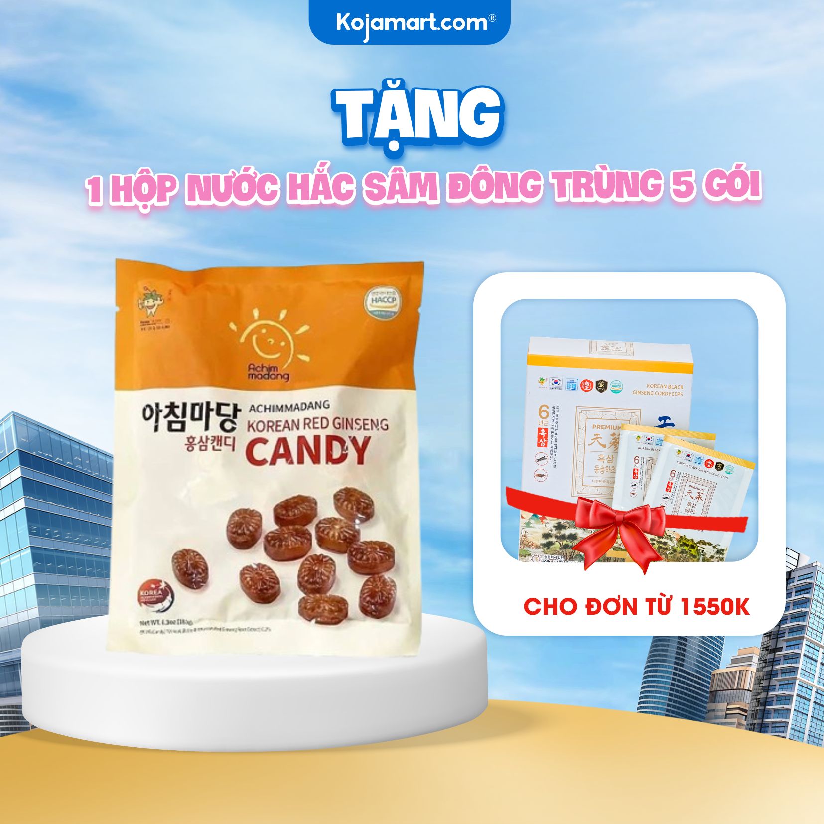 Combo 2 gói kẹo hồng sâm hàn quốc achimmadang 180g