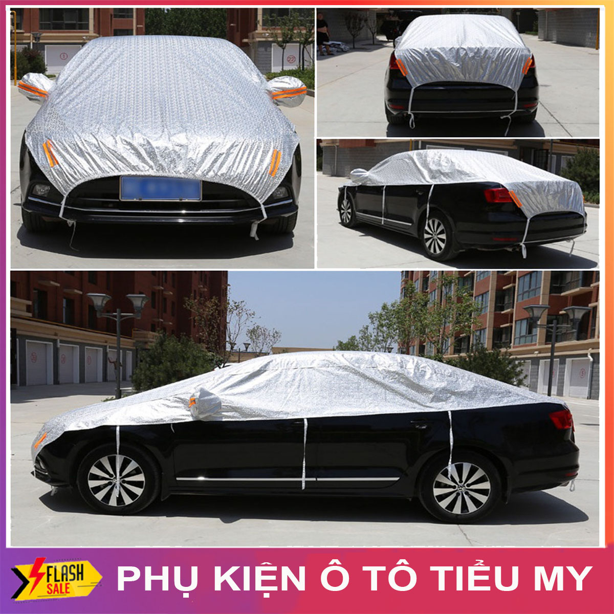 Bạt phủ nửa xe ô tô che cả nắp capo cho xe hatchback, sedan, suv - bạt trùm nóc xe hơi chống nóng, chống xước, chống mưa, cho các dòng xe 4-7 chỗ
