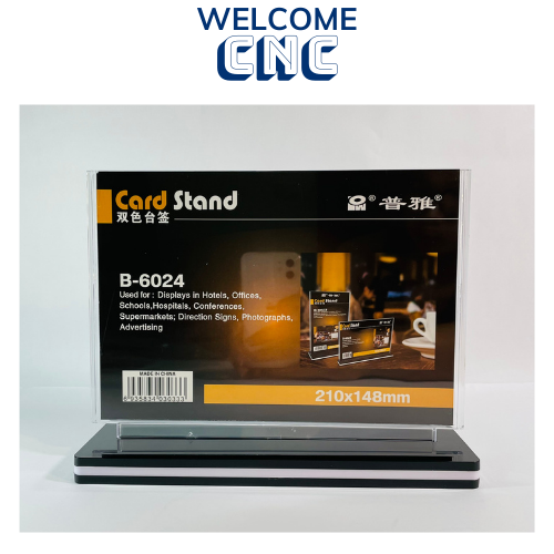 Menu mica để bàn đế ghép 2 mặt A5 ngang cao cấp B6024