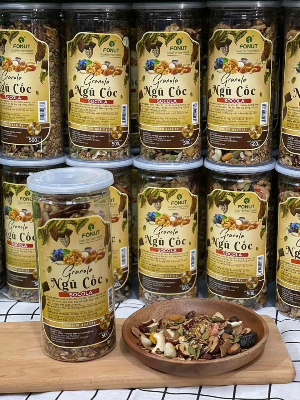 Ngũ cốc dinh dưỡng Granola hộp 500gr. Ngũ cốc ăn kiêng không đường. Eat clean với granola. Ngũ cốc Granola mật ong ăn liền