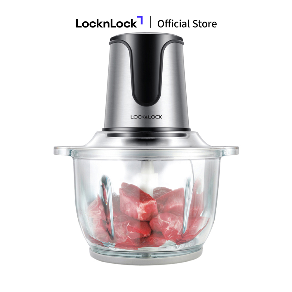 EJM171 - Máy xay thịt đa năng LockLock 2L 300W - Cối thủy tinh, Lưỡi dao kép thép không gỉ, 2 cấp độ xay - chính hãng - Bảo hành 2 năm