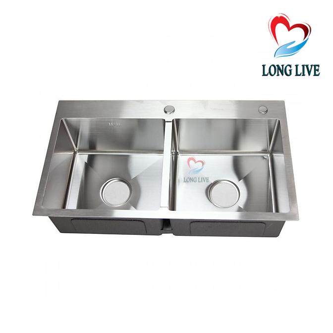 Chậu rửa chén bát inox sus 304 loại 8245 2 hố cân