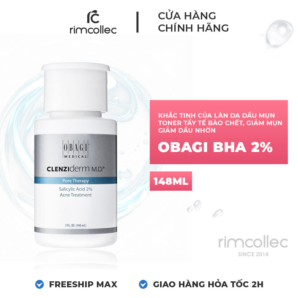 Toner bha obagi tẩy tế bào chết bha 2% obagi clenziderm md pore therapy usa 148ml