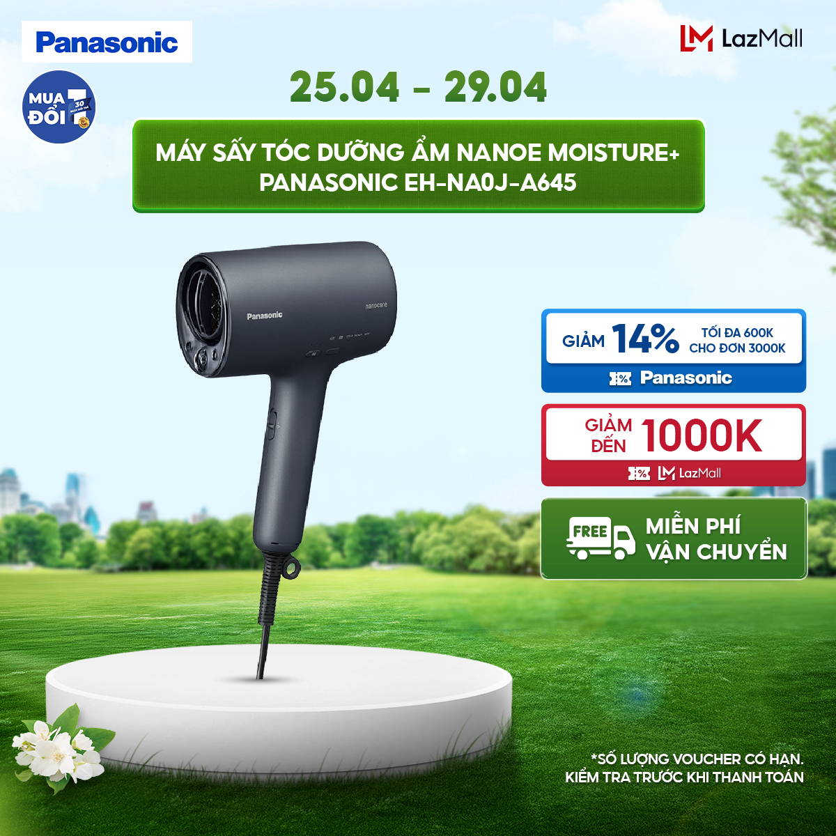 [Độc quyền Online]Máy sấy tóc dưỡng ẩm nanoe moisture+ Panasonic EH-NA0J giảm khô tóc - thẩm thấu sâu để tóc bóng mượt - Giảm tình trạng chẻ ngọn