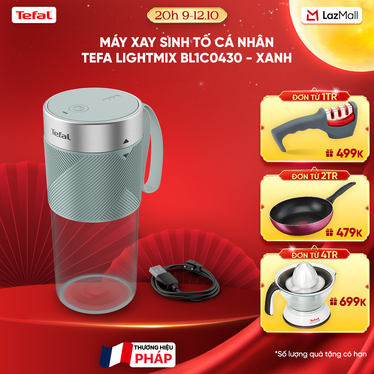 Máy xay sinh tố cá nhân Tefal LightMix BL1C0430- Xanh