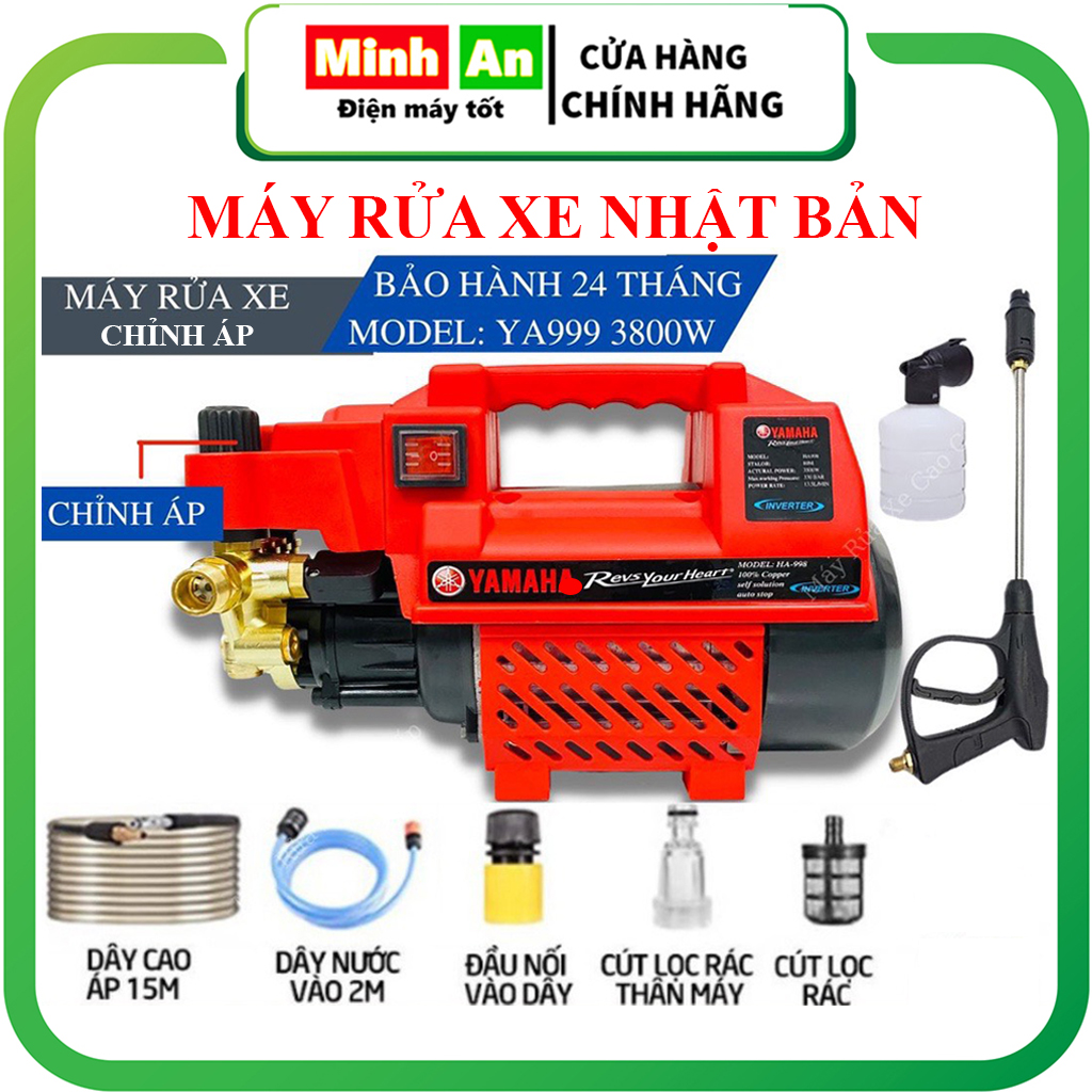 Máy rửa xe cao áp có chỉnh áp YAMAH 3800W lõi đồng máy rửa xe gia đình mini máy xịt rửa xe áp lực chỉnh áp chống giật