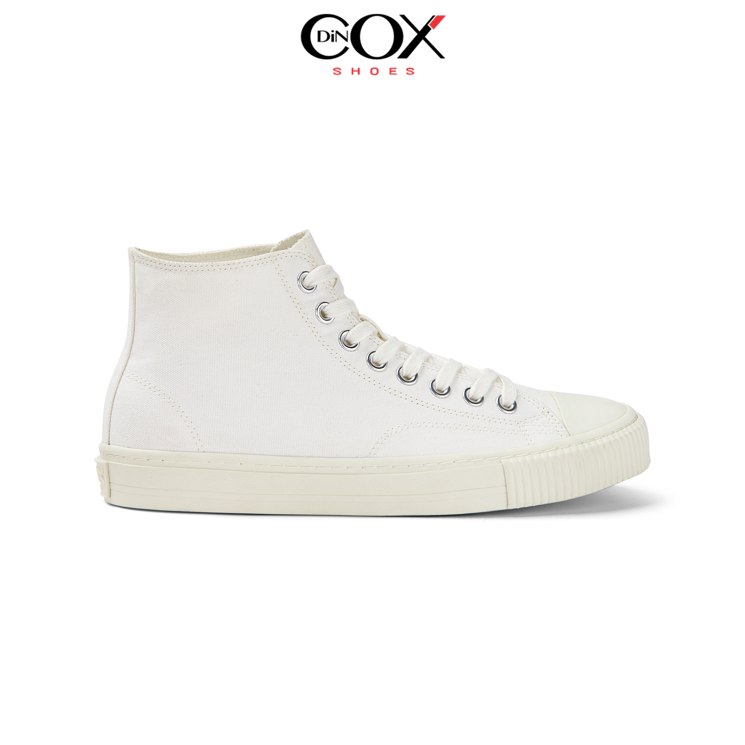 Giày sneaker vải canvas nam nữ e06 hi white cổ cao thanh lịch