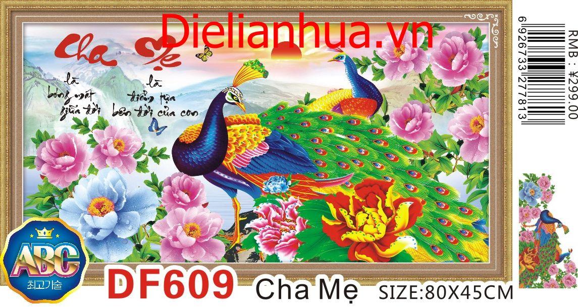 Tranh đính đá cha mẹ df609 kích thước 80 x 45cm
