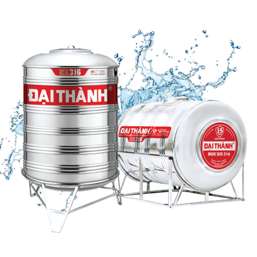 [Trả góp 0%] Bồn nước inox Đại Thành Vigo 1000L ngang (Inox 316)