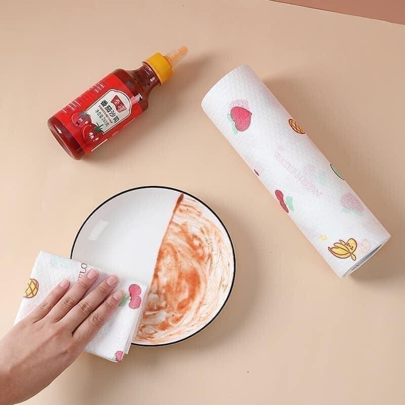 Combo 2 cuộn Giấy Lau Đa Năng Thấm Nước hoa văn mẫu mới