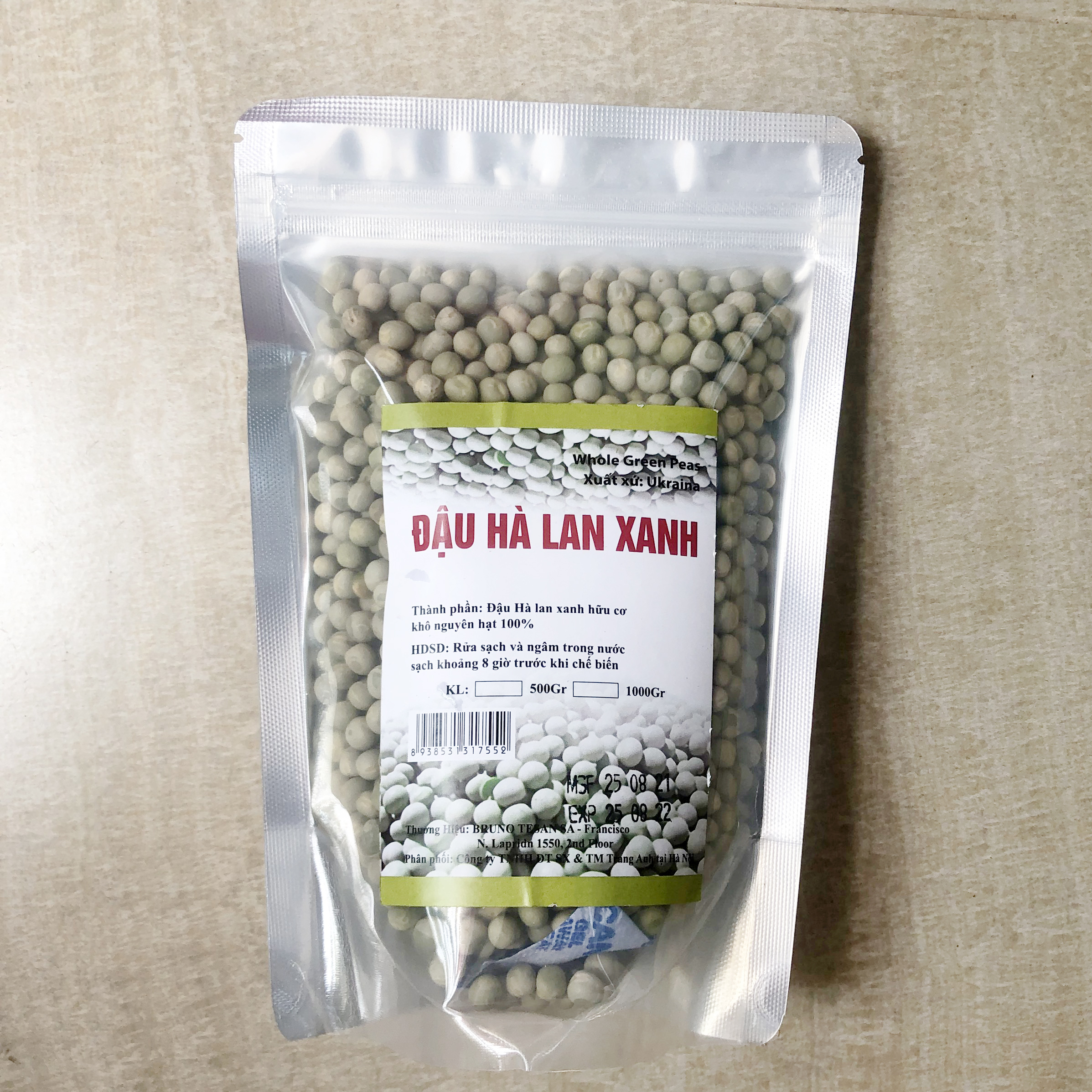 Đậu Hà Lan xanh hữu cơ không biến đổi gen nhập khẩu