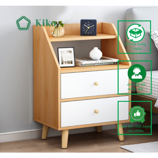 Tủ đầu giường mini có ngăn kéo 4 chân kiko gỗ mdf 15mm chống mọt đa năng - tg 1027